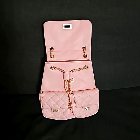 Pink Quilted Medium Backpack - Picture 4 of 5